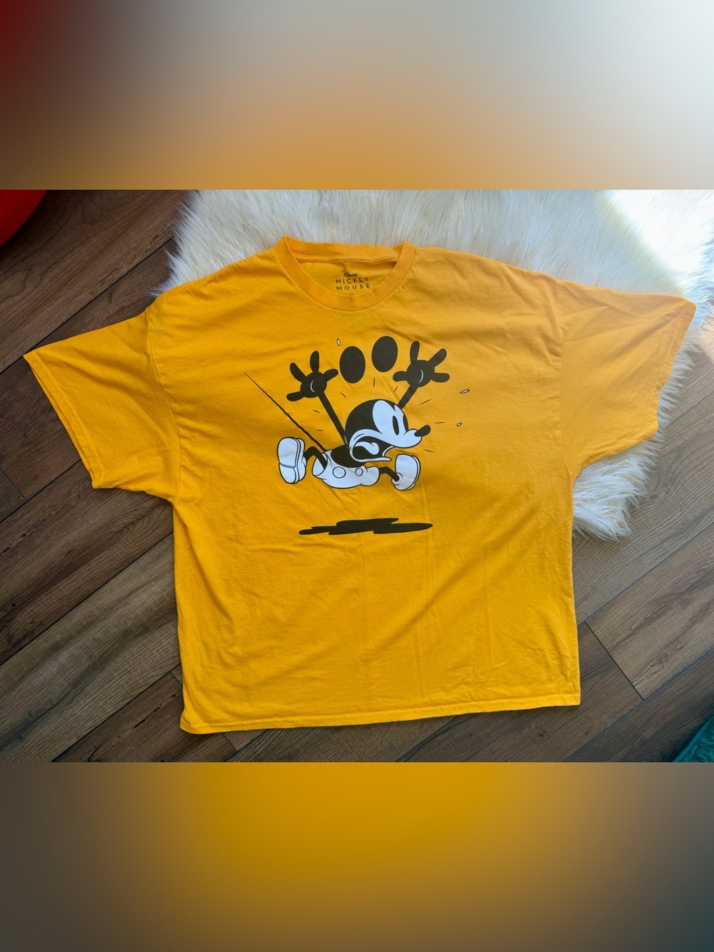 Disney Mickey Mouse Yellow Retro Vintage Style Short Sleeve T-Shirt Size 3XL